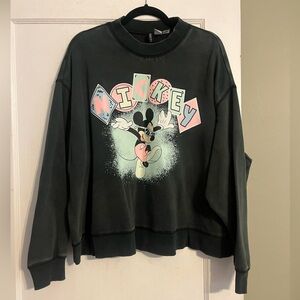 H&M Black Sweatshirt with Pastel Mickey Graphic